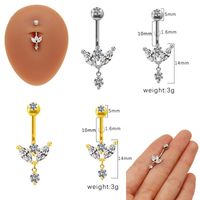 1 Piece Belly Rings Simple Style Streetwear Geometric Steel Copper Inlay Rhinestones White Gold Plated Gold Plated main image 5