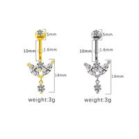 1 Piece Belly Rings Simple Style Streetwear Geometric Steel Copper Inlay Rhinestones White Gold Plated Gold Plated main image 4