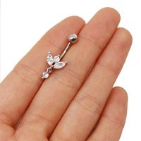 1 Piece Belly Rings Simple Style Streetwear Geometric Steel Copper Inlay Rhinestones White Gold Plated Gold Plated main image 9