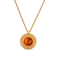 Edelstahl 304 18 Karat Vergoldet Einfacher Stil Klassischer Stil Inlay Einfarbig Opal Halskette Mit Anhänger main image 6