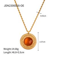 304 Stainless Steel 18K Gold Plated Simple Style Classic Style Inlay Solid Color Opal Pendant Necklace main image 3