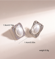 1 Pair Sweet Square Oval Inlay Alloy Pearl Pearl Ear Studs main image 2