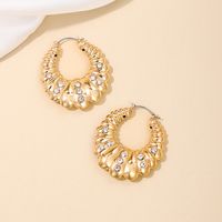 1 Paire De Base Style Moderne Style Classique Géométrique Les Gouttelettes D'Eau Incruster Alliage Strass Boucles D'oreilles main image 4