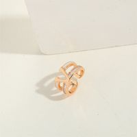 Copper 14K Gold Plated Vintage Style Simple Style Commute Enamel Inlay Geometric Zircon Open Rings main image 4