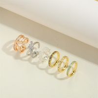 Copper 14K Gold Plated Vintage Style Simple Style Commute Enamel Inlay Geometric Zircon Open Rings main image 6