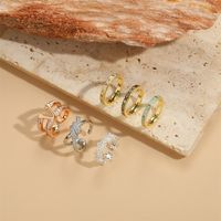 Copper 14K Gold Plated Vintage Style Simple Style Commute Enamel Inlay Geometric Zircon Open Rings main image 3
