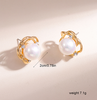 1 Pair Sweet Solid Color Inlay Alloy Pearl Pearl Ear Studs main image 2