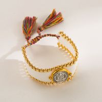 Copper Ethnic Style Braid Color Block Wristband main image 2