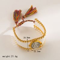 Copper Ethnic Style Braid Color Block Wristband sku image 2