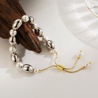 Imitation Pearl Copper 18K Gold Plated IG Style Classic Style Beaded Round Bracelets main image 6