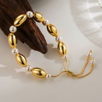 Imitation Pearl Copper 18K Gold Plated IG Style Classic Style Beaded Round Bracelets main image 8