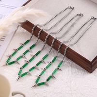 Casual Retro Triangle Conical Natural Stone Titanium Steel Beaded Patchwork Unisex Necklace main image 7