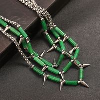 Casual Retro Triangle Conical Natural Stone Titanium Steel Beaded Patchwork Unisex Necklace main image 6