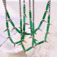 Casual Retro Triangle Conical Natural Stone Titanium Steel Beaded Patchwork Unisex Necklace main image 3