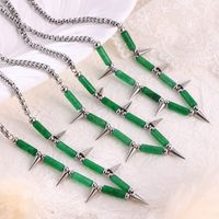 Casual Retro Triangle Conical Natural Stone Titanium Steel Beaded Patchwork Unisex Necklace main image 5