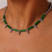 Casual Retro Triangle Conical Natural Stone Titanium Steel Beaded Patchwork Unisex Necklace main image 1