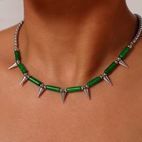 Casual Retro Triangle Conical Natural Stone Titanium Steel Beaded Patchwork Unisex Necklace main image 4