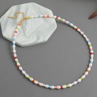 Wholesale Jewelry Cute Vacation Solid Color 304 Stainless Steel Plastic Stone 18K Gold Plated Beaded Necklace sku image 1