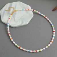 Wholesale Jewelry Cute Vacation Solid Color 304 Stainless Steel Plastic Stone 18K Gold Plated Beaded Necklace main image 1