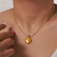 Titanium Steel 18K Gold Plated Elegant Simple Style Plating Heart Shape Pendant Necklace main image 4