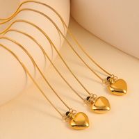 Titanium Steel 18K Gold Plated Elegant Simple Style Plating Heart Shape Pendant Necklace main image 8