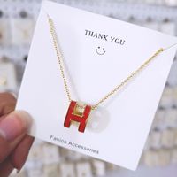 304 Stainless Steel IG Style Simple Style Plating Inlay Four Leaf Clover Round Heart Shape Shell Zircon Pendant Necklace sku image 49