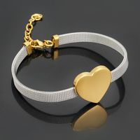 304 Stainless Steel 18K Gold Plated Simple Style Heart Shape Bracelets main image 3