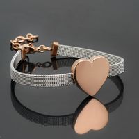 304 Stainless Steel 18K Gold Plated Simple Style Heart Shape Bracelets main image 4