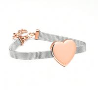 304 Stainless Steel 18K Gold Plated Simple Style Heart Shape Bracelets sku image 1