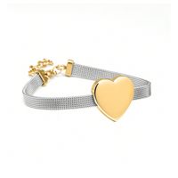 304 Stainless Steel 18K Gold Plated Simple Style Heart Shape Bracelets sku image 3