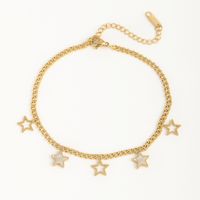 Plage Style Simple Star Acier Inoxydable 304 Incruster Coquille Plaqué Or 18K Femmes Bracelet De Cheville main image 6