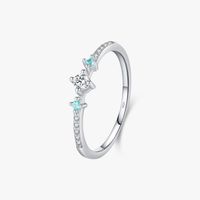 Sterling Silver Silver Plated Elegant Simple Style Inlay Geometric Zircon Rings sku image 1