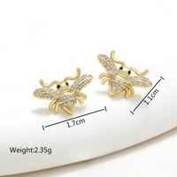 1 Pair Cute Sweet Geometric Bee Bow Knot Inlay Copper Zircon 18K Gold Plated Ear Studs main image 4