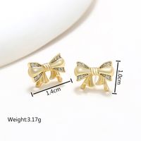 1 Pair Cute Sweet Geometric Bee Bow Knot Inlay Copper Zircon 18K Gold Plated Ear Studs main image 3