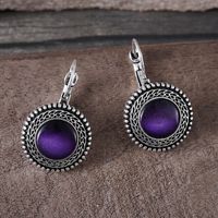 1 Pair Ethnic Style Bohemian Geometric Inlay Alloy Artificial Gemstones Silver Plated Drop Earrings main image 5