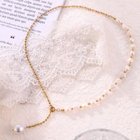 Elegant Simple Style Classic Style Round Freshwater Pearl Titanium Steel Plating Inlay Freshwater Pearl 18K Gold Plated Women's Pendant Necklace main image 8