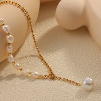 Elegant Simple Style Classic Style Round Freshwater Pearl Titanium Steel Plating Inlay Freshwater Pearl 18K Gold Plated Women's Pendant Necklace main image 7