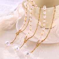 Elegant Simple Style Classic Style Round Freshwater Pearl Titanium Steel Plating Inlay Freshwater Pearl 18K Gold Plated Women's Pendant Necklace main image 5
