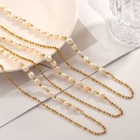 Elegant Simple Style Classic Style Round Freshwater Pearl Titanium Steel Plating Inlay Freshwater Pearl 18K Gold Plated Women's Pendant Necklace main image 3