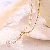 Elegant Simple Style Classic Style Round Freshwater Pearl Titanium Steel Plating Inlay Freshwater Pearl 18K Gold Plated Women's Pendant Necklace main image 9
