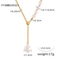 Elegant Simple Style Classic Style Round Freshwater Pearl Titanium Steel Plating Inlay Freshwater Pearl 18K Gold Plated Women's Pendant Necklace main image 10