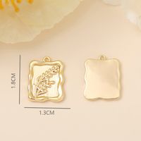 1 Piece 18 * 13mm Copper 18K Gold Plated White Gold Plated Flower Rectangle Grain Polished Pendant main image 2