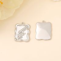 1 Piece 18 * 13mm Copper 18K Gold Plated White Gold Plated Flower Rectangle Grain Polished Pendant sku image 2