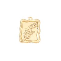1 Piece 18 * 13mm Copper 18K Gold Plated White Gold Plated Flower Rectangle Grain Polished Pendant main image 6