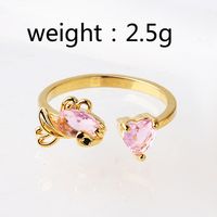 Copper 18K Gold Plated White Gold Plated Simple Style Plating Inlay Sea Fish Artificial Gemstones Artificial Rhinestones Open Rings main image 2