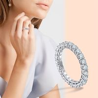 Sterling Silver Elegant Sweet Inlay Geometric Zircon Rings main image 1