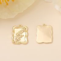 1 Piece 18 * 13mm Copper 18K Gold Plated White Gold Plated Flower Rectangle Grain Polished Pendant sku image 1