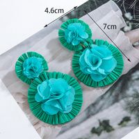 1 Pair Retro Exaggerated Flower Braid Cloth Raffia Drop Earrings sku image 4