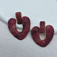 Casual Elegant Leaf Heart Shape Alloy Rhinestones Women's Drop Earrings 1 Pair sku image 4