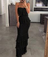 Femmes Robe Régulière Sexy Col En V Impression Sans Manches Couleur Unie Maxi Longue Robe Du Quotidien Fête Date sku image 1